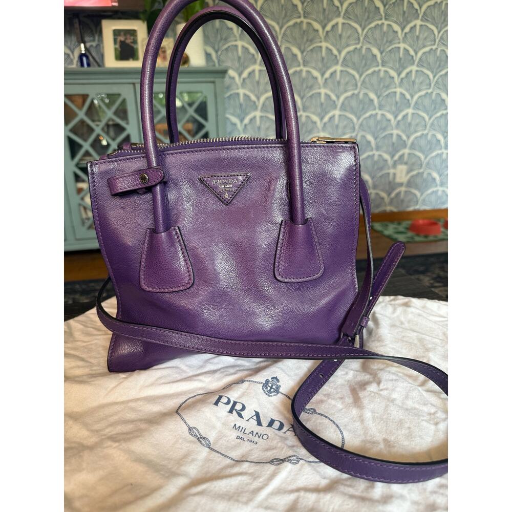 Prada Violet Leather Top-Handle Shoulder Bag